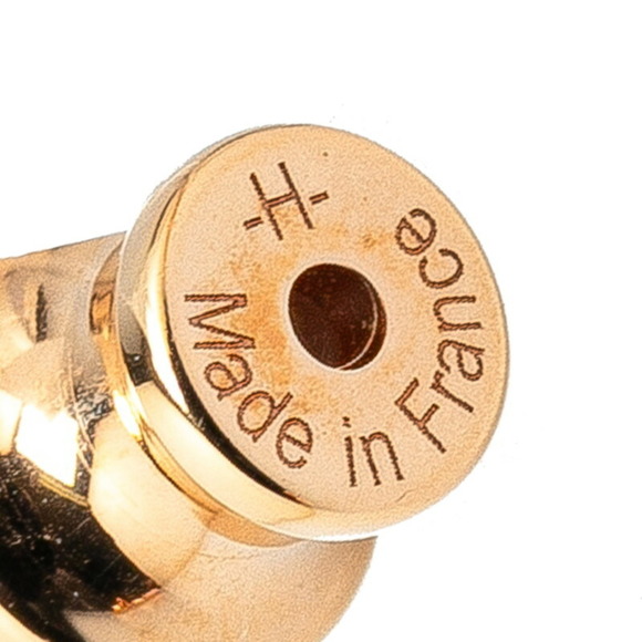 HERMES Heritage Equestre Etrier PM Earrings Gold Pink Plated Swift - Picture 4 of 5